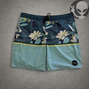 Quiksilver Men's Board Shorts Medium Blue Green Floral Swim